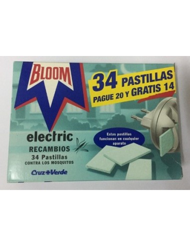 Insecticida Bloom eléctrico con 34 pastillas.