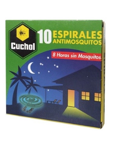 Espirales antimosquitos Cuchol para exteriores y terrazas, contiene 10 unidades.