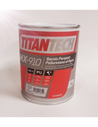 Barniz parquets incoloro satinado 1 litro Titan Profesional al agua.