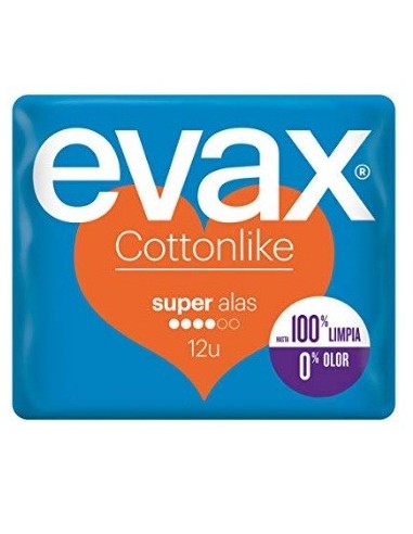 Compresa Evax Cottonlike Super Alas 12 Unidades