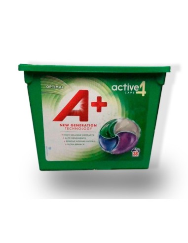 Detergente A+ active4 de 38 cápsulas, 988grs.