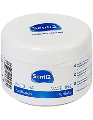 Vaselina Senti2 purificada en tarro, contiene 100gr.