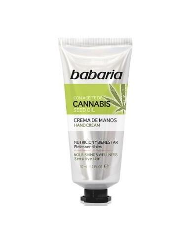 Babaria crema de manos aceite de Cannabis para pieles sensibles, contiene 50 ml.