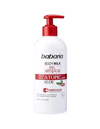 Babaria Body Milk piel atopica con aloe, contiene 400ml. dosificador.