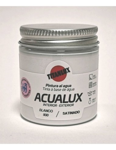 Acualux blanco satinado 800 pintura al agua 75 ml.