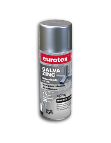 Pintura Spray eurotex GalvaZinc plata/70612 Galvanizado color plata 400ml.
