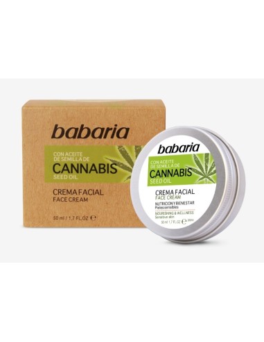 Babaria crema facial con aceite de Cannabis, contiene 50ml.