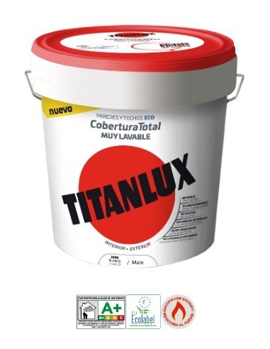Pintura plastica cobertura total protec 12,50 L. antibacterias Titanlux