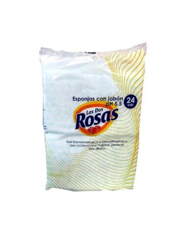 Esponja jabonosa desechable Las Dos Rosas para adultos pH5.5 - 24 unidades