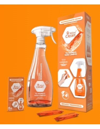 Miniclean desengrasante cocina pack 3 cápsulas + botella