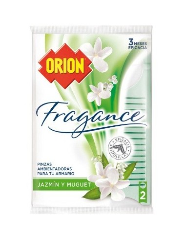 Antipolillas Orion fragance jazmín y muguet contiene 2 unidades.