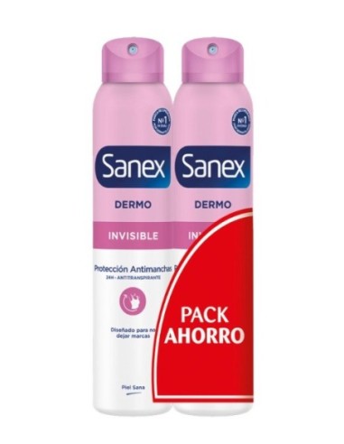 Desodorante Sanex Dermo invisible 24 horas spray duplo 200ml