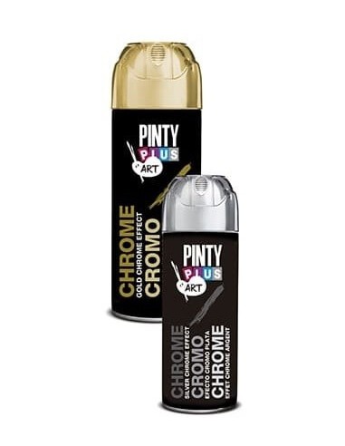 Pintura Spray Pinty Plus Efecto Cromo Plata de 200ml.