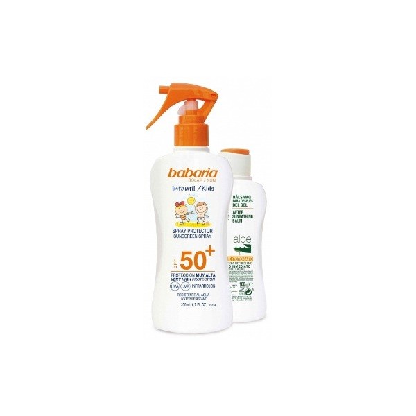 Babaria bronceador infantil factor 50 pistola 200ml + bálsamo de aloe 100ml.