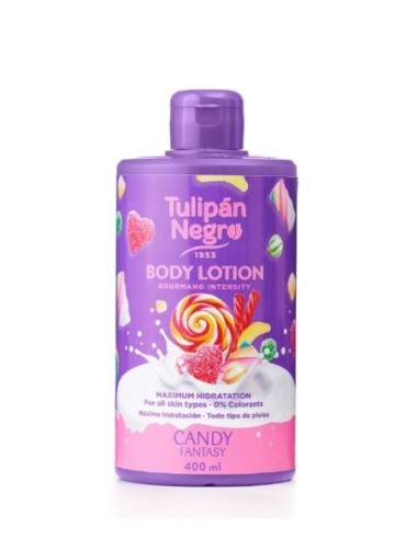 Tulipán Negro crema corporal Candy Fantasy, contiene 400ml.