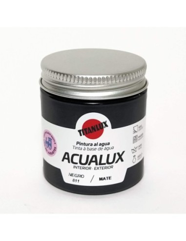 Acualux negro mate 801 pintura al agua 75 ml.