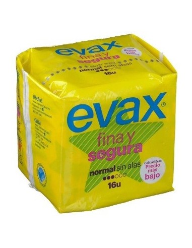 Compresa Evax Fina Y Segura Normal sin alas 16 Unidades