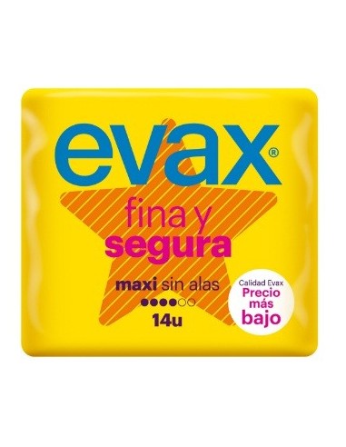 Compresa Evax Fina Y Segura maxi super sin alas 13 Unidades