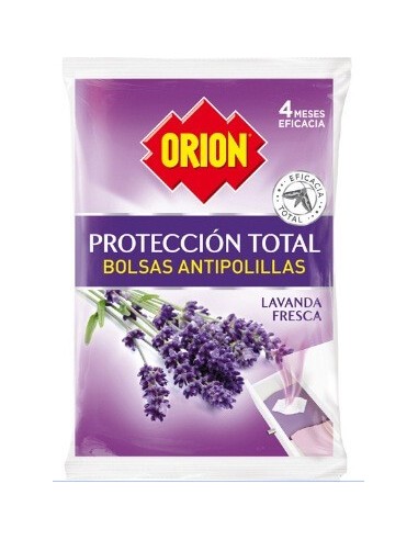 Antipolillas Orion en bolsa lavanda fresca con 20 unidades.