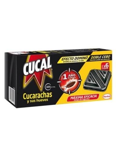 Insecticida Cucal trampa para cucarachas y sus huevos, contiene 6 trampas.