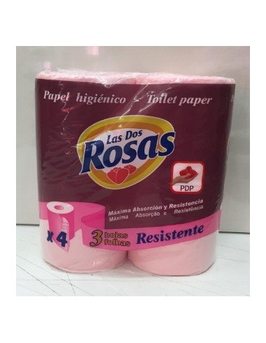 Papel Higiénico Las dos Rosas 3 Capas 4 Rollos