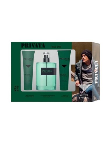 Privata vetiver&pachuli set men eau de toilette75 ml spray+gel+after