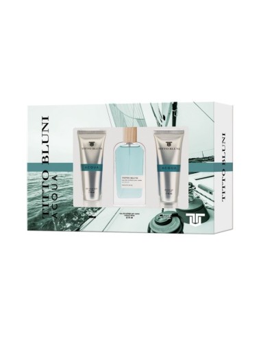 Titto Bluni Acqua for men estuche colonia + after shave + gel