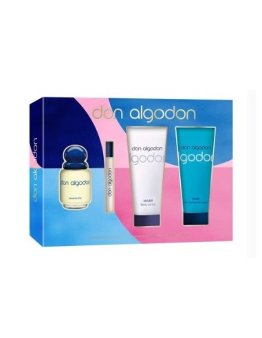 Don algodon mujer set 4 piezas edt 100+body 200+gel 200+mini 10ml.