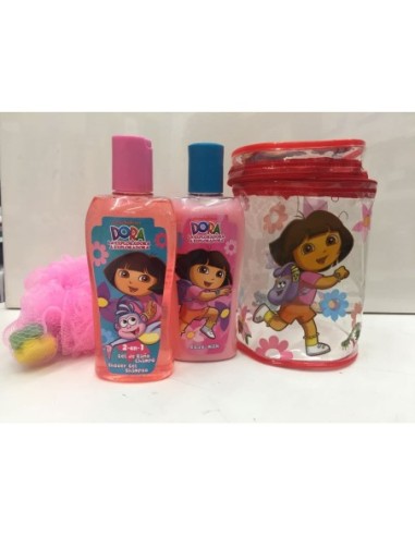 Dora la Exploradora estuche gel + leche corporal + esponja