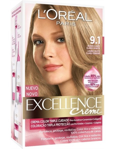 Tinte Capilar Excellence creme 9,1 rubio claro claro ceniza