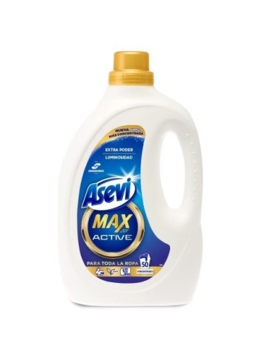 Detergente Asevi Max Active 50 lavados extra poder luminosidad