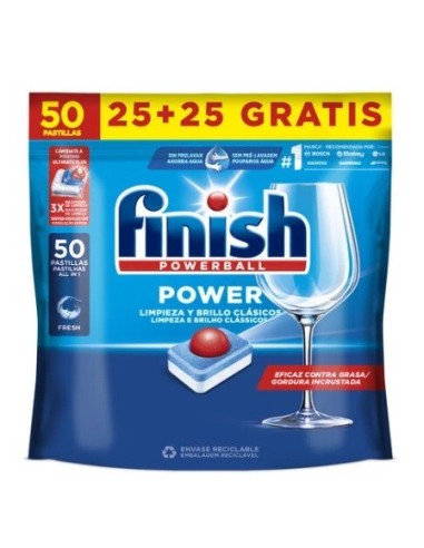 Detergente Finish powerball todo en 1 50 pastillas