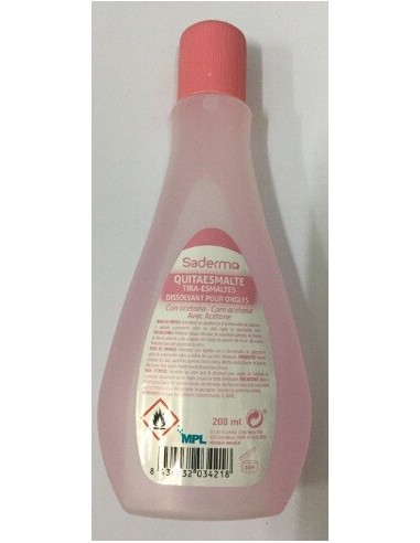 Quitaesmalte Sadermo Acetona, 200 ML.