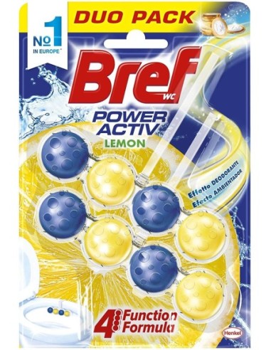 Ambientador Bref WC power active limón 4 funciones pack 2x50gr