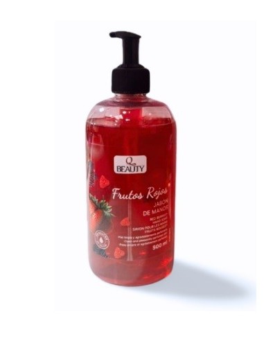 Jabonera Q Beauty Frutos Rojos 500ml con dosificador.