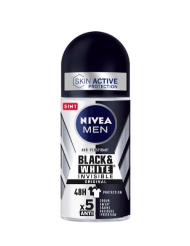 Desodorante Nivea men roll-on invisible for black and white, contiene 50ml.