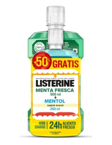 Listerine menta fresca enjuague bucal 500ml