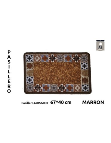 Alfombra pasillero Mosaico marrón 40x67 cm. antideslizante