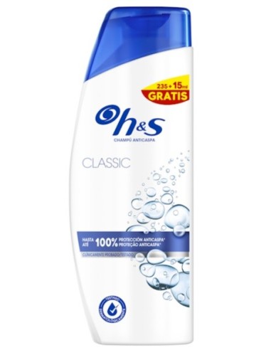 Champú H&S anticaspa classic, contiene 250 ml.