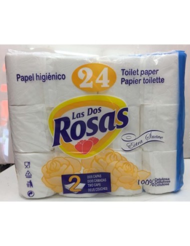 Papel Higienico Los Dos Rosas 24 Rollos doble capa 100% celulosa