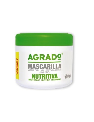 Mascarilla capilar Agrado nutrición cabellos secos y frágiles, contiene 500 ml.