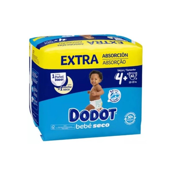 Pañal Dodot etapas extra absorción T-4 /62 unidades