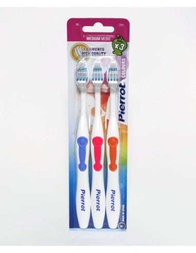 Cepillo Dental medio pierrot set de 3 unidades