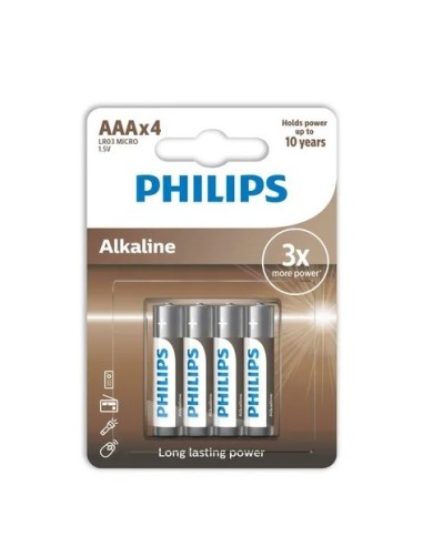 Pilas Philips alcalina LR03 AAA 4 unidades