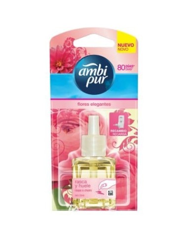 Ambientador Ambi Pur electrico flores elegantes recambio 21,5 ml.