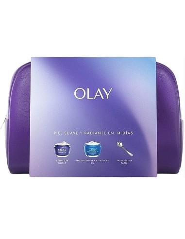 Olay neceser + Retinol 24 noche + Hyaluronic 24 vitamin B5 día + masajeador