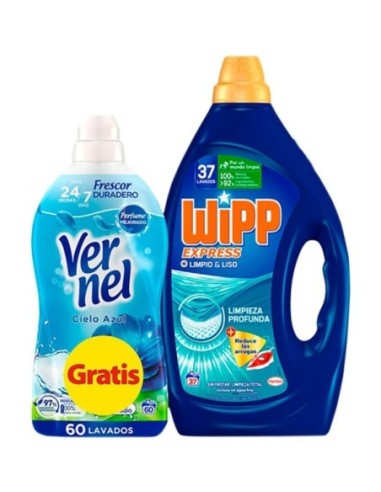 Detergente Wipp gel express 35 dosis+suavizante vernel 60 dosis