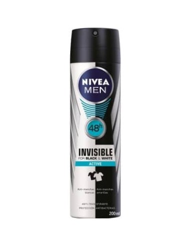 Desodorante nivea men spray invisible active 48 H/200 ml.