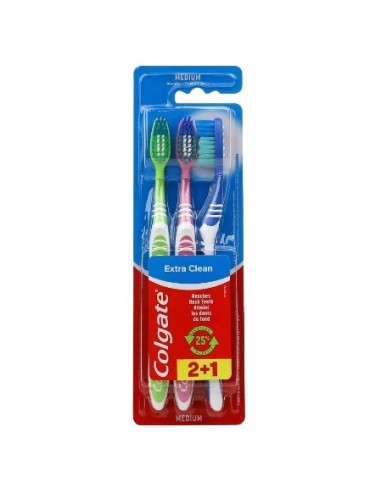 Cepillo dental Colgate Extra Clean medio, formato 2+1