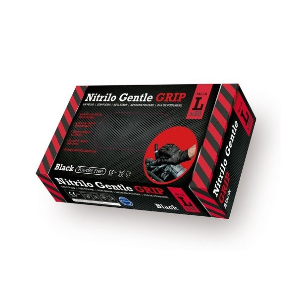 Guante nitrilo Gentle grip negro 50 unidades -L-